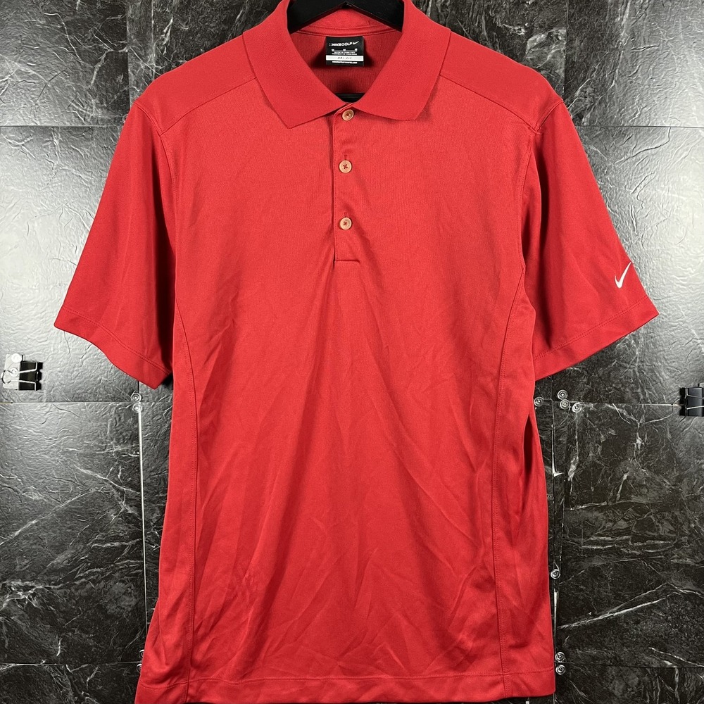 Nike Men's Red Dri-Fit Golf Polo Shirt Medium